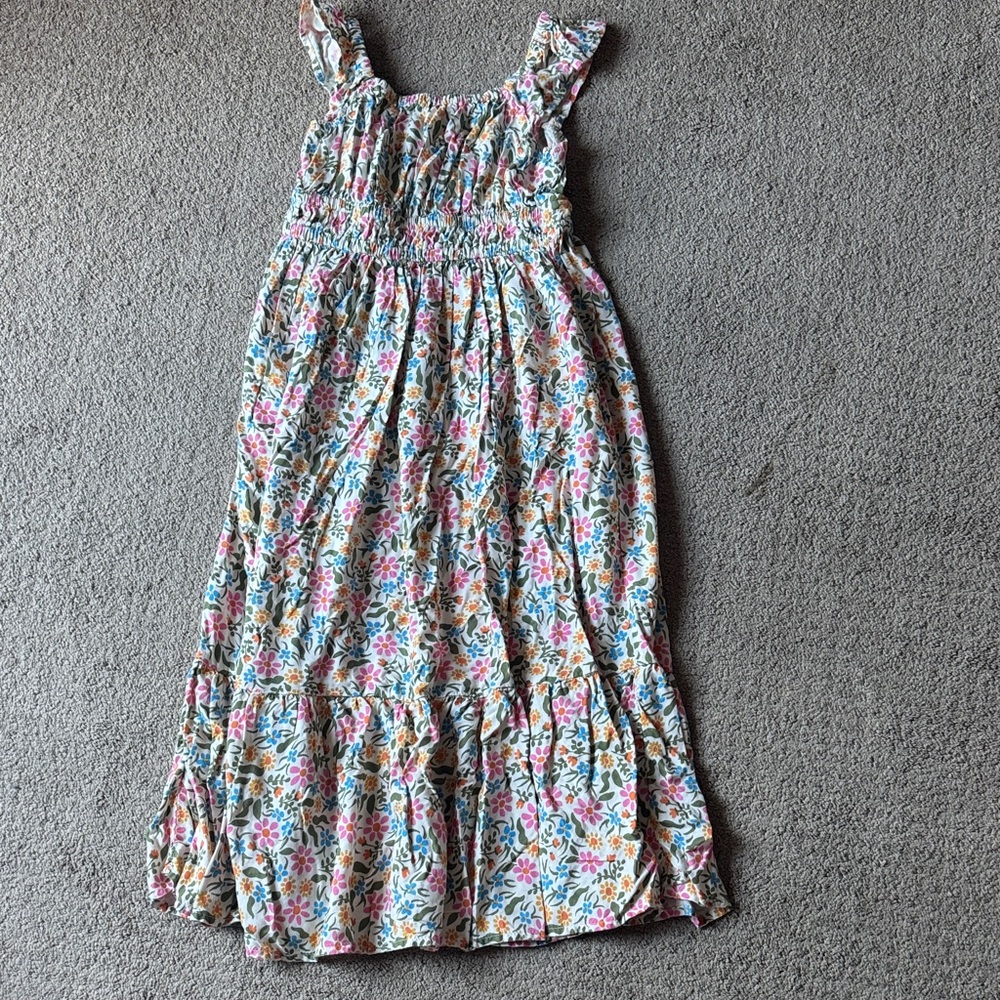 Cat & Jack Floral Ruffle Dress - Pink and Blue